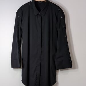 Paperwhite | Lightweight Cutout Detail Black Button Down 3/4 Sleeve Size 12